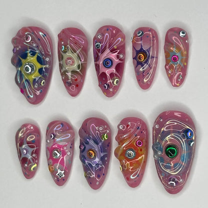 Bold 3D Galaxy Swirl Press On Nails