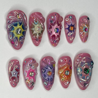 Bold 3D Galaxy Swirl Press On Nails