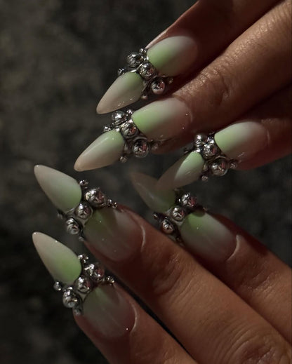 Sapphire Frost Press On Nails, Blue Glitter Elegance