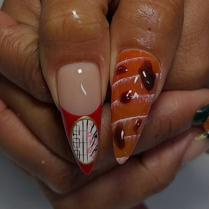 Japanese Food Inspired 3D Press On Nails – Sushi and Ramen Art