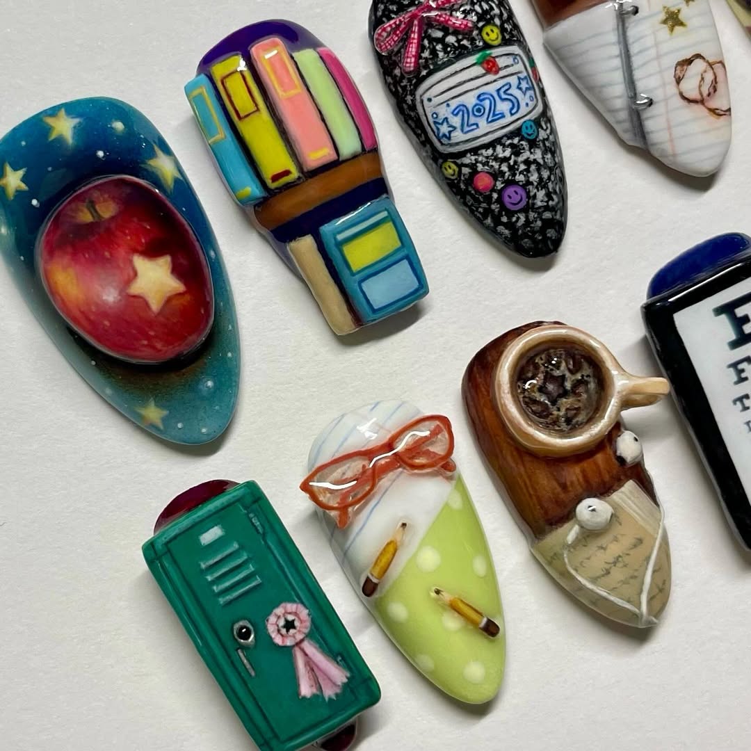 Creative 3D Press On Nails with Fun Artistic Designs