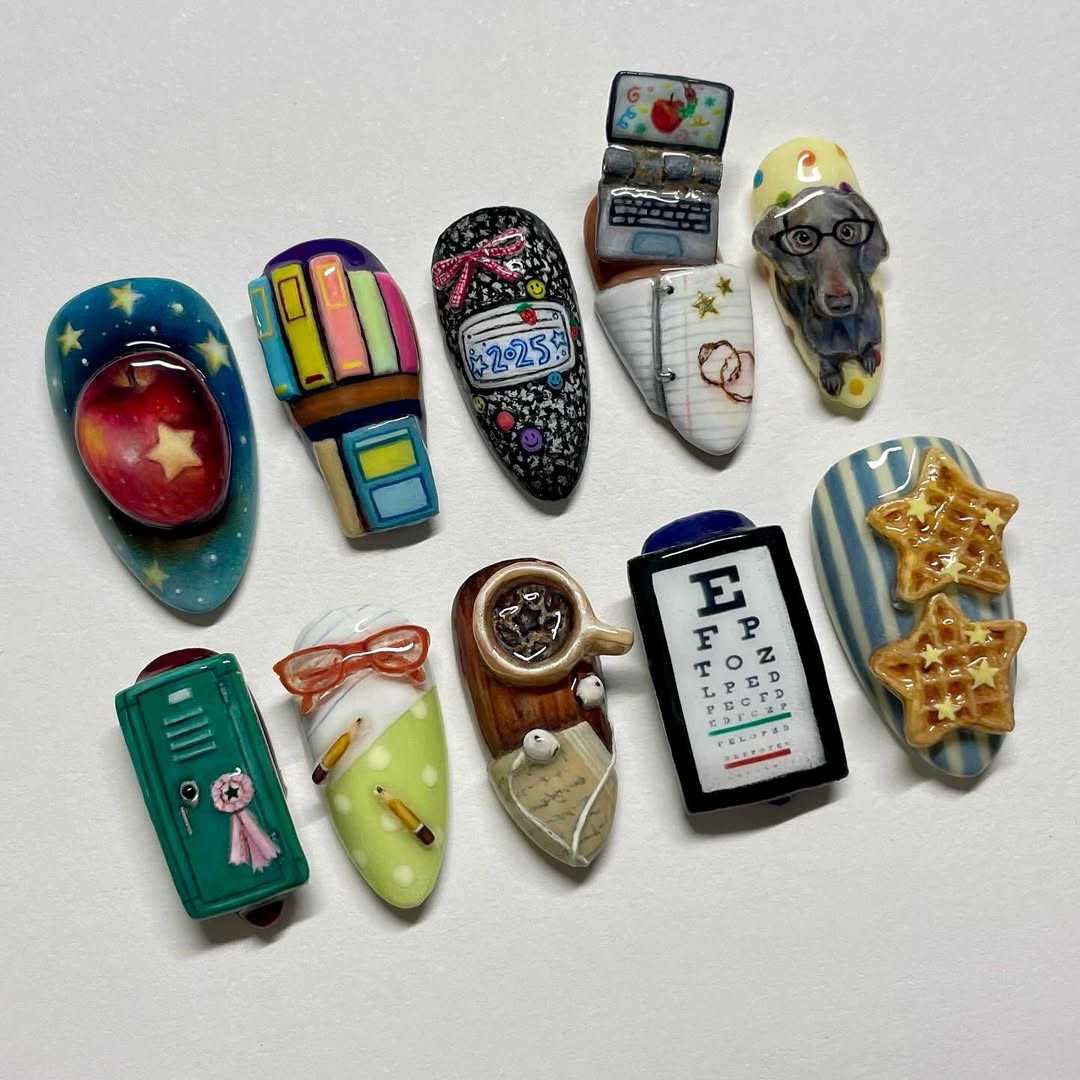 Creative 3D Press On Nails with Fun Artistic Designs