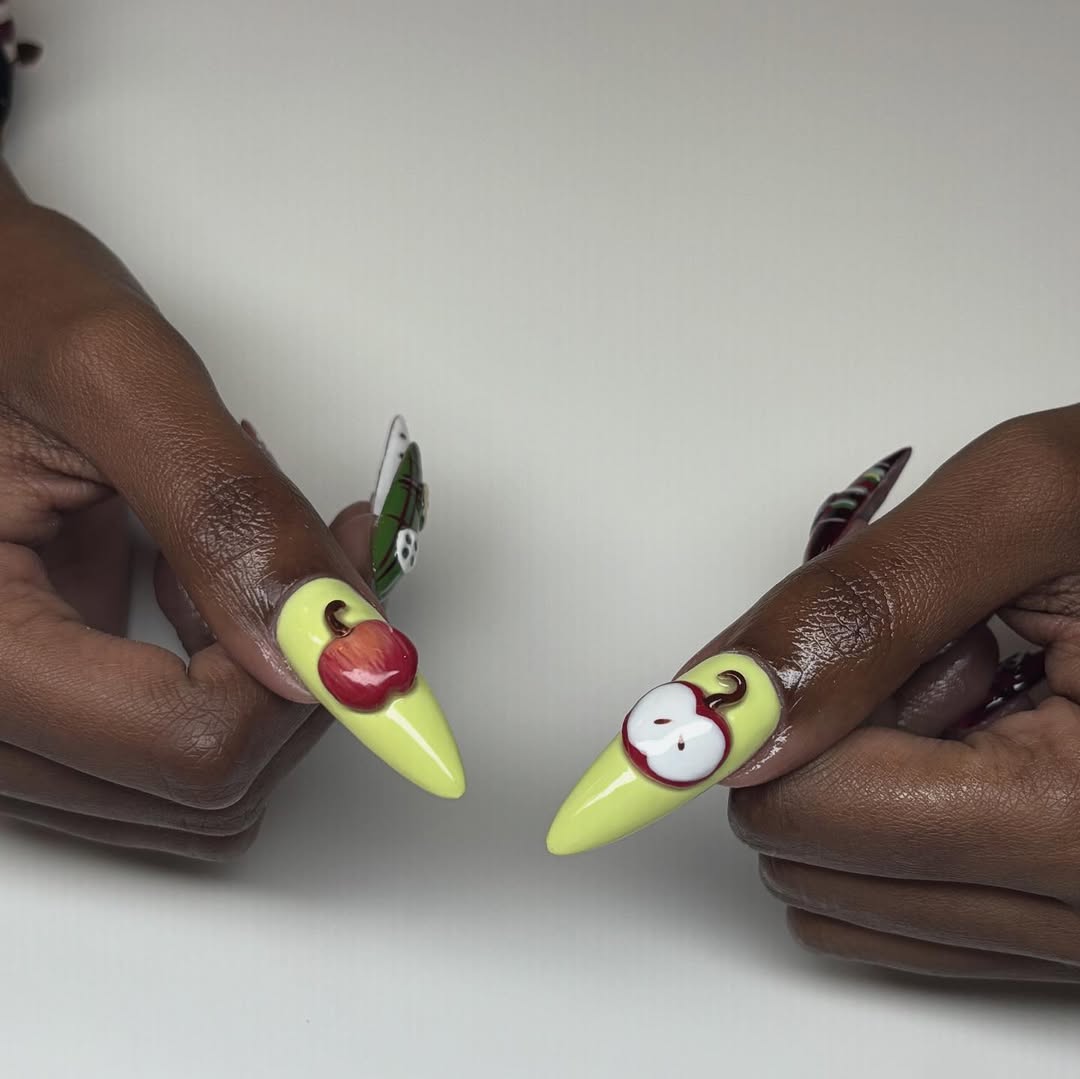 Apple Plaid Press On Nail Set Autumn Farm Core