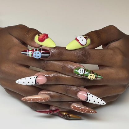 Apple Plaid Press On Nail Set Autumn Farm Core