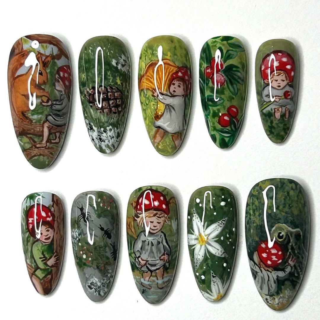 Forest Story Press On Nails Fairy Mushroom Woodland Design