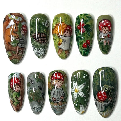 Forest Story Press On Nails Fairy Mushroom Woodland Design