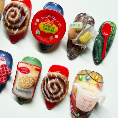 Christmas Dessert Cookie 3D Press On Nail Set Festive Holiday Nails