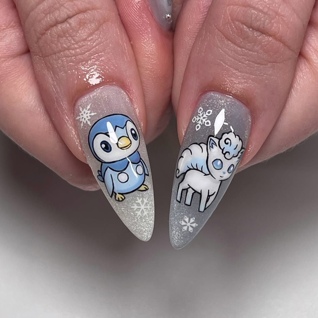Winter Plaid Press On Nails Frost Snowflake Cute Seasonal Set