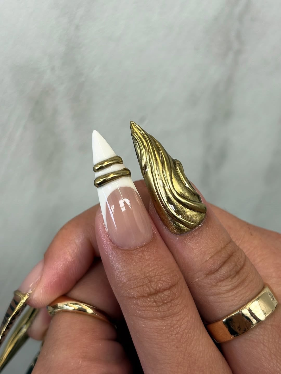 Leopard Print Gold Accent Stiletto Press On Nail Set