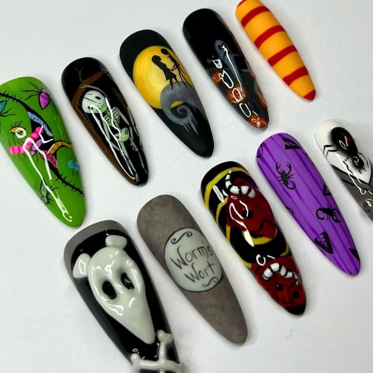 Nightmare Before Christmas Press On Nails - Halloween Gothic Spooky Press On Nails