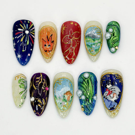 Howl's Moving Castle Press-On Nails - Whimsical Fantasy Art Press Nails