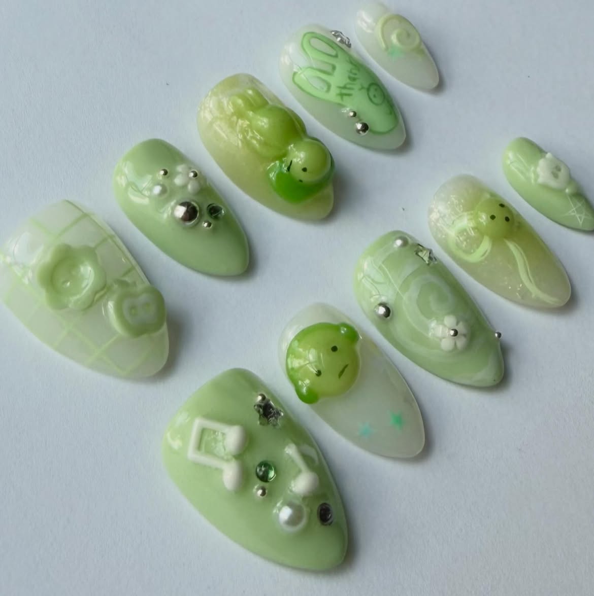Pastel Bunny Bear Kawaii Handmade Press On Nail Set