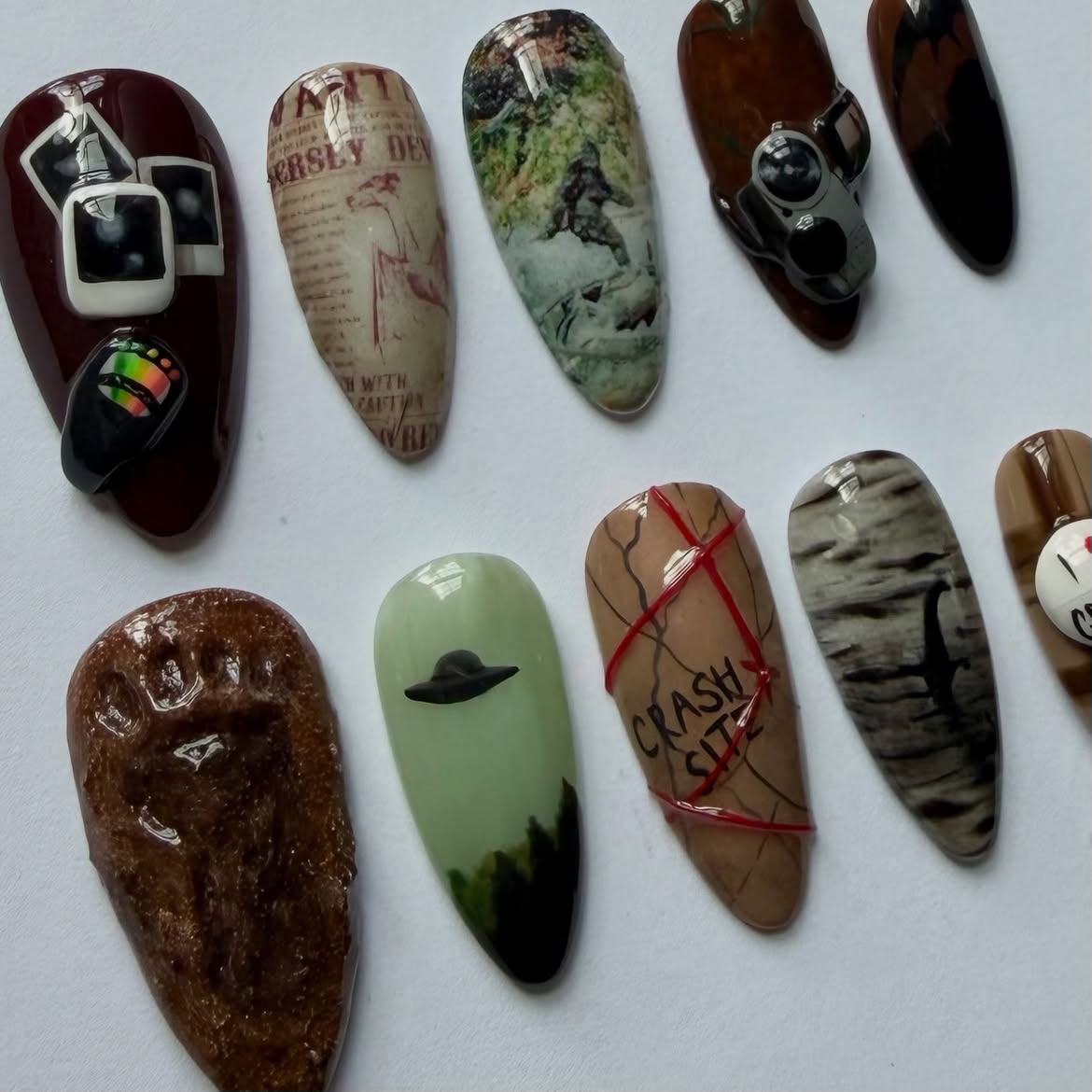 Cryptid Vintage Mystery Press On Handmade Art Nail Set
