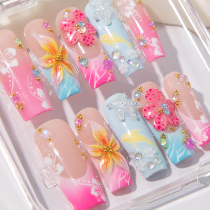 Tropical Floral Press On Nails