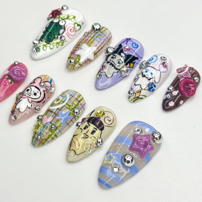 Whimsical Cartoon Pop Press On Nails - Cute 3D Cartoon Press On Nails