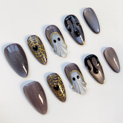 Halloween Nails Gothic spider web nail - Halloween Ghost Spider Web Nails