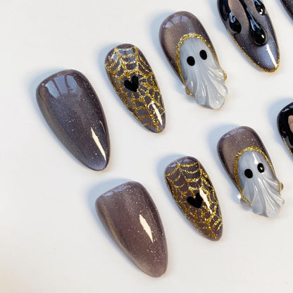 Halloween Nails Gothic spider web nail - Halloween Ghost Spider Web Nails