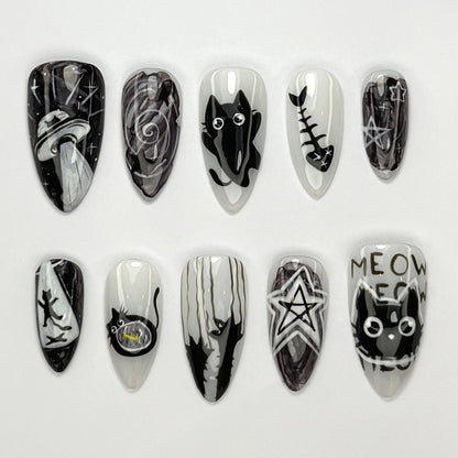 Alien Cat Gothic Press On Nail Set