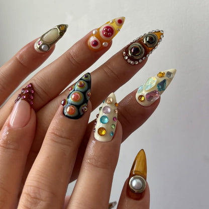 Avant-Garde 3D Colorful Press-On Nails with Bold Artistic Texture
