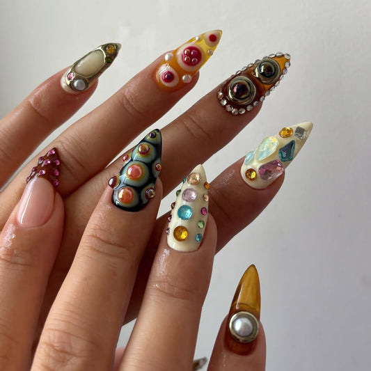 Avant-Garde 3D Colorful Press-On Nails with Bold Artistic Texture