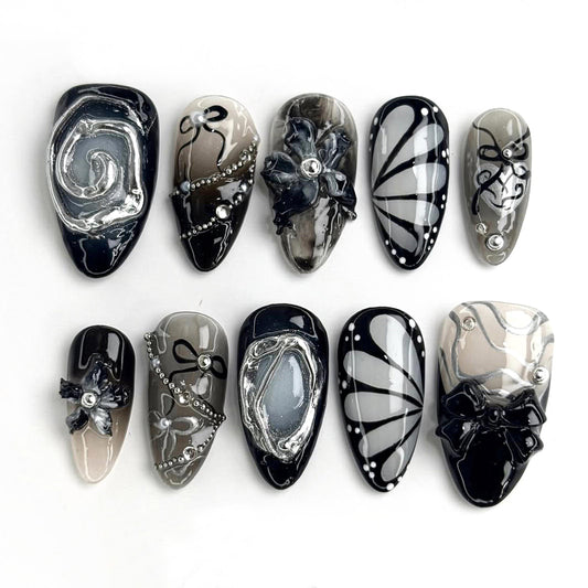 Black Butterfly Press On Nails
