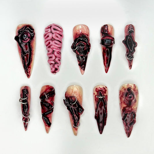Bloody Gore Horror Press On Nails  - Bloody Horror 3D Press On Nails