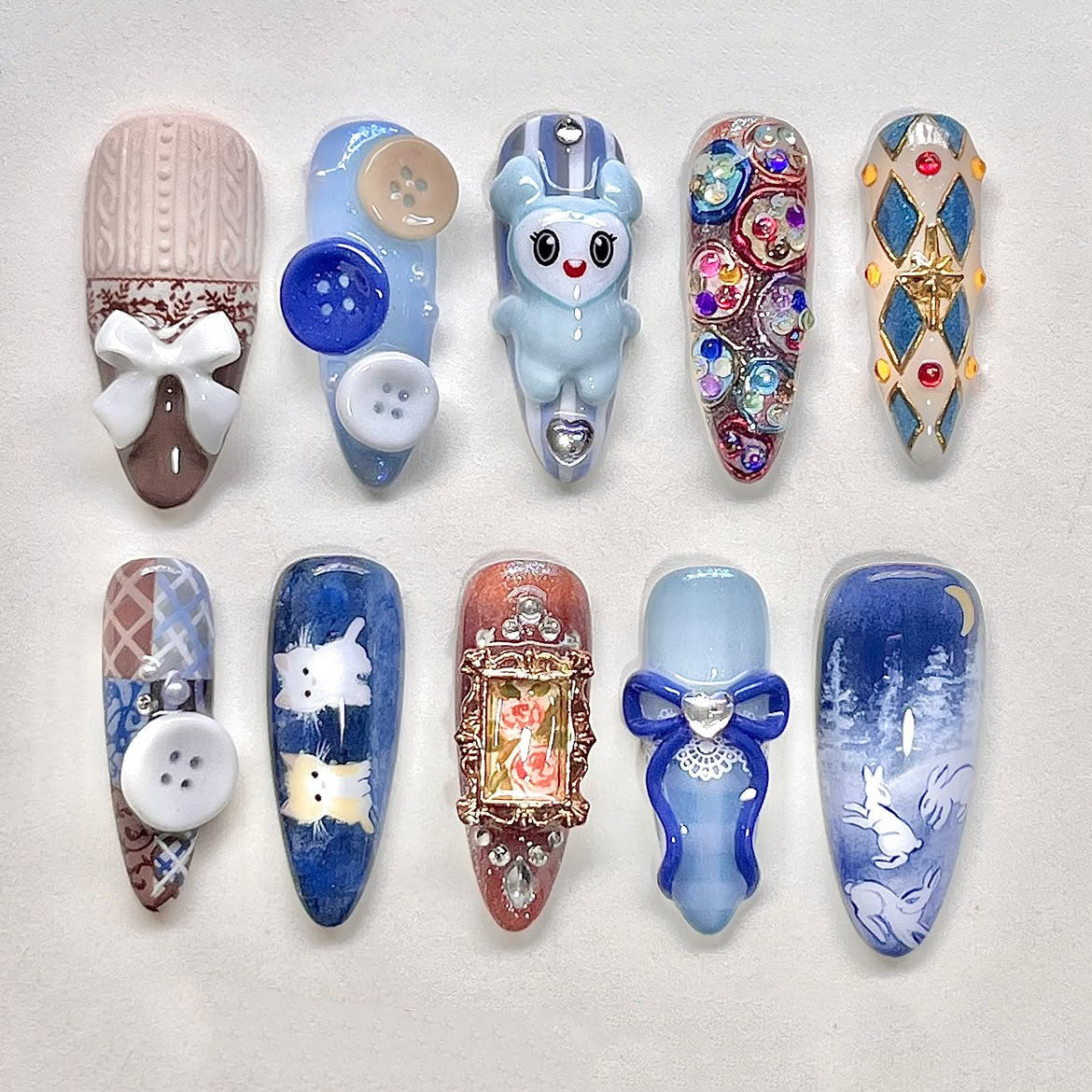 Blue_Bunny_Press_On_Nails_Vintage_Fairytale_Bow_Art_Design_Set
