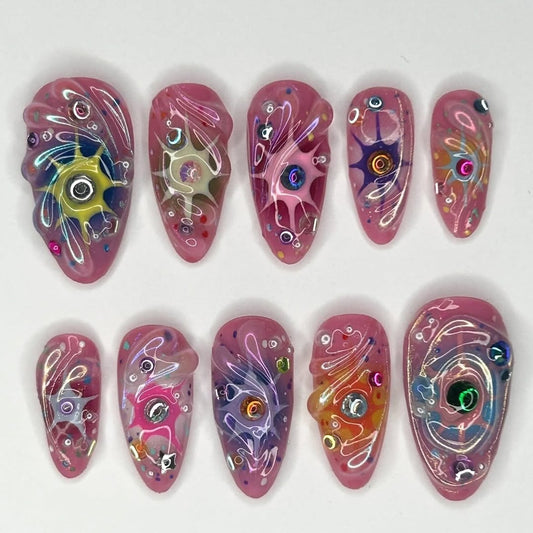 Bold 3D Galaxy Swirl Press On Nails