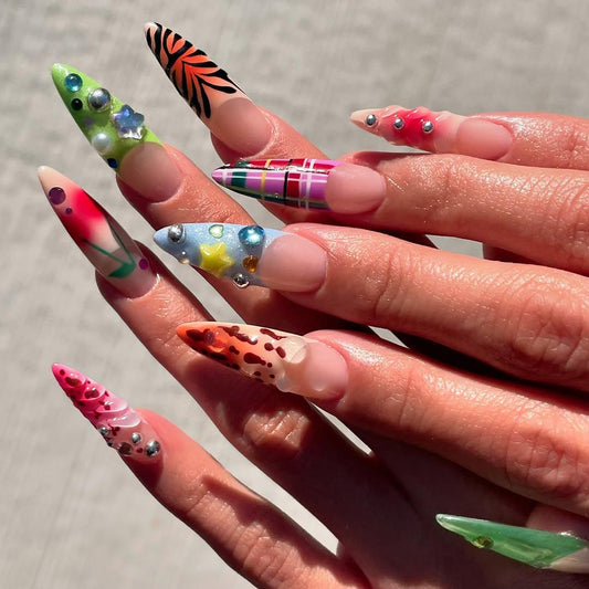 Bold Galaxy Spike Nails with Abstract Edge
