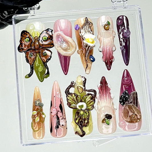 Botanical Fantasy 3D Art Press On Nails