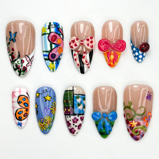 Butterfly & Bow Nail Art Set - Vibrant Press-Ons