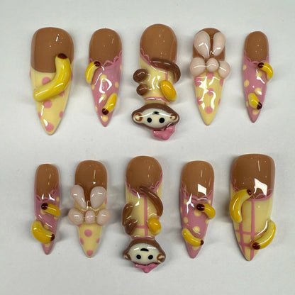 Gothic Handmade Press-On Nails with Dark Angel and Fantasy Art