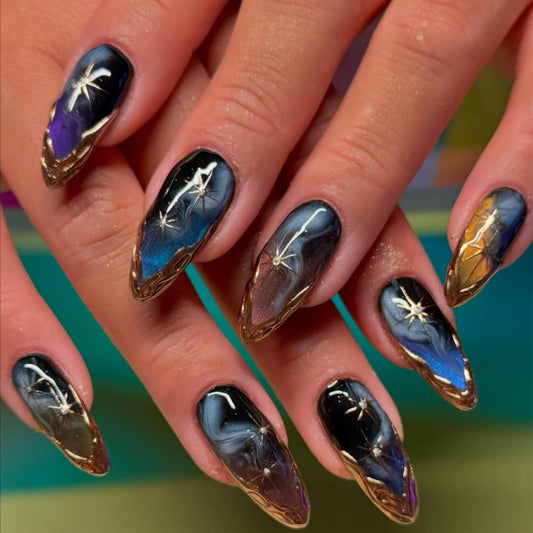 Celestial Galaxy Press-On Nails with Cosmic Glow