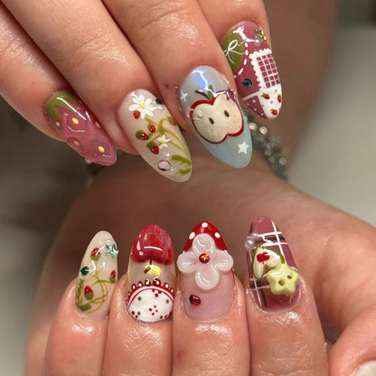 Charming 3D Fruit Garden Press On Nails