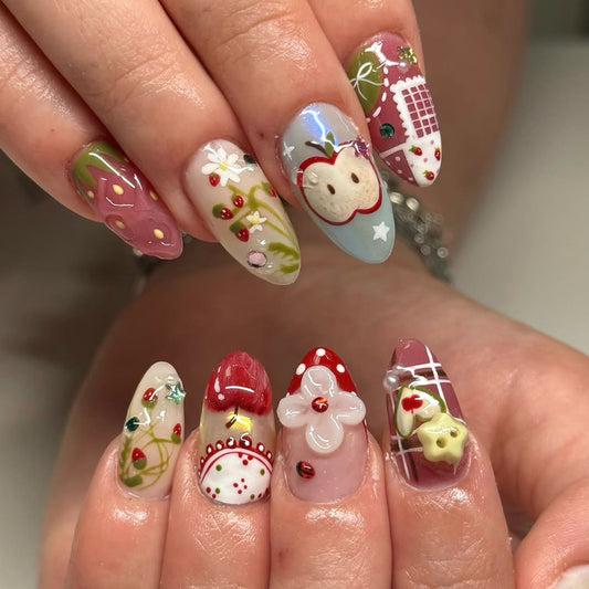 Charming 3D Fruit Garden Press On Nails