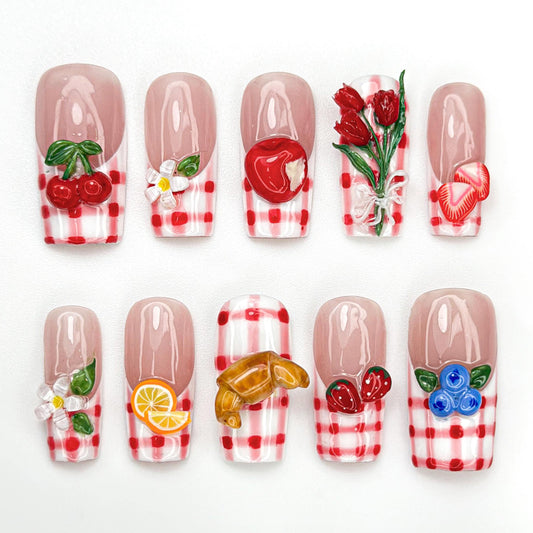Charming 3D Picnic Fruit Nail Art Set