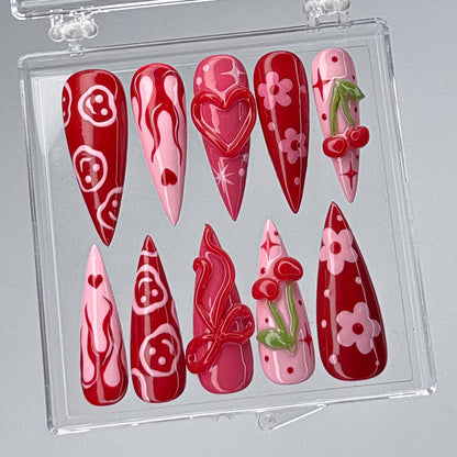 Cherry Blossom Inspired Press On Nails