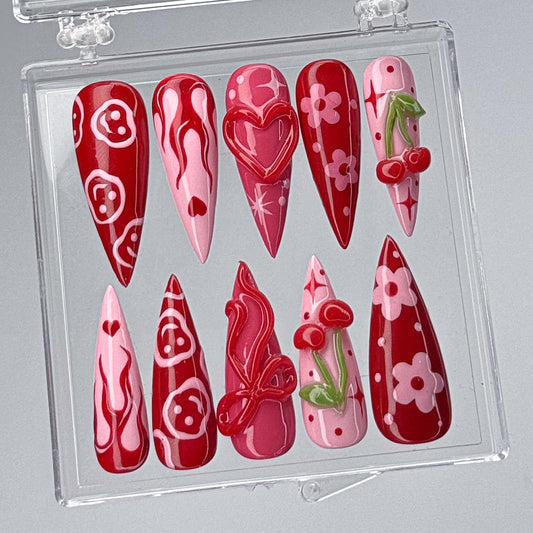 Cherry Blossom Inspired Press On Nails