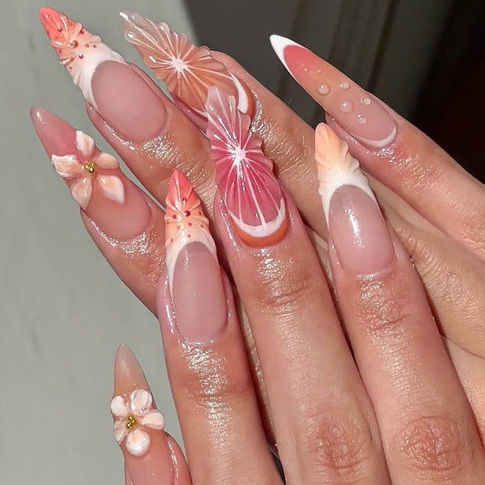 Citrus Bloom Peach Gradient Press On Nails Set