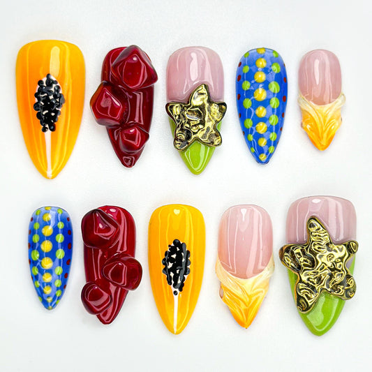Colorful 3D Fruit Summer Press-On Nails