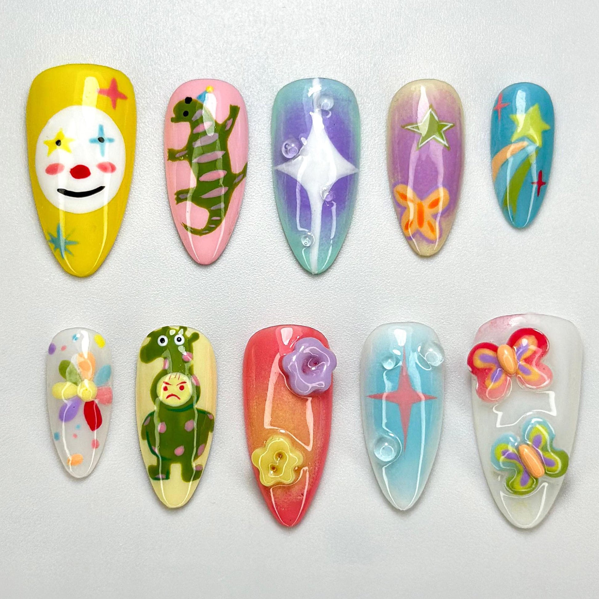 Colorful Cartoon Kawaii Press-On Nails Set