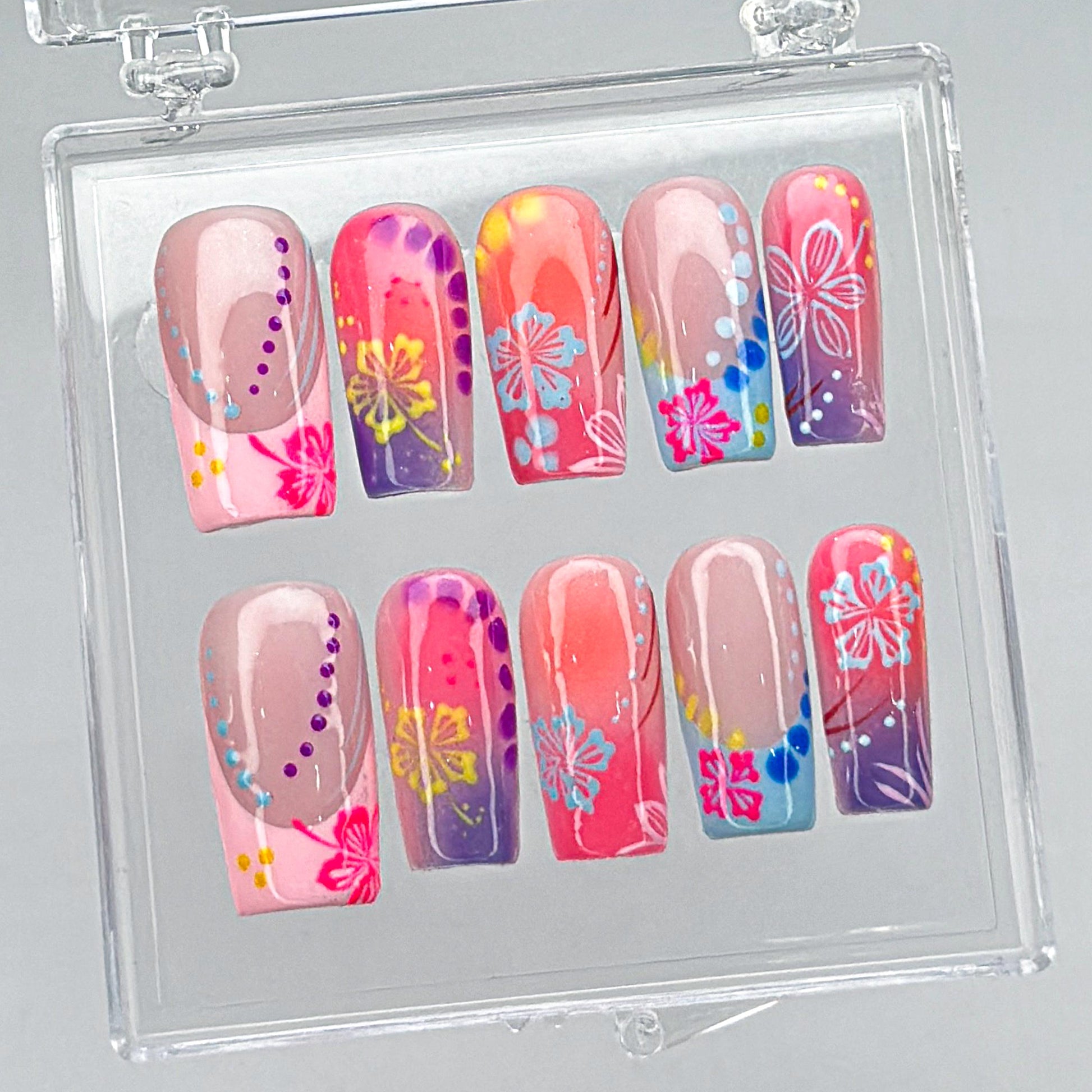 Colorful Floral Spring Press On Nails Set
