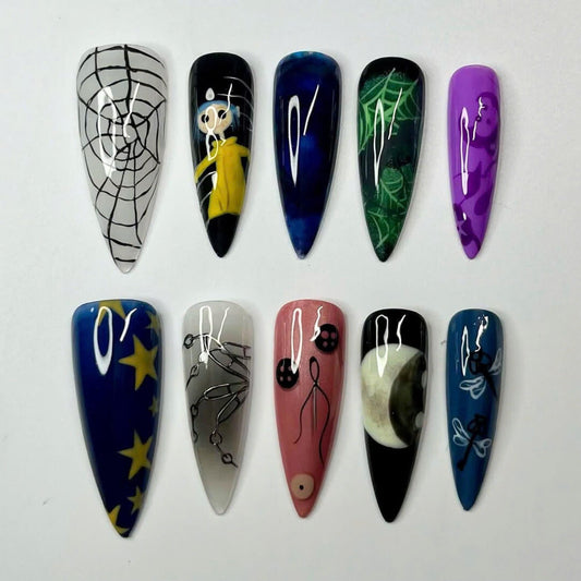 Coraline Press On Nails - Gothic Web Fantasy Press On Nails