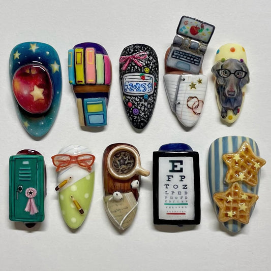 Creative 3D Press On Nails with Fun Artistic Designs