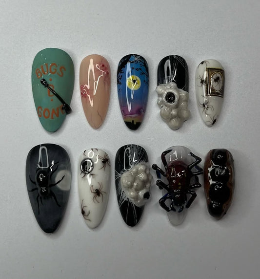 Creepy Bug and Spider 3D Halloween Press-On Nails Set