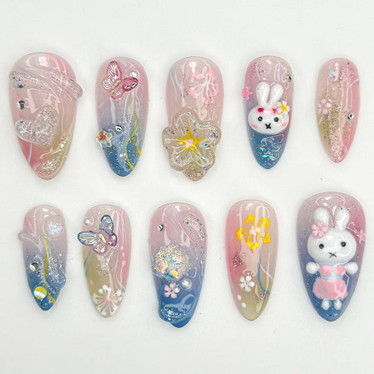 Cute 3D Butterfly & Bunny Nail Art Set 