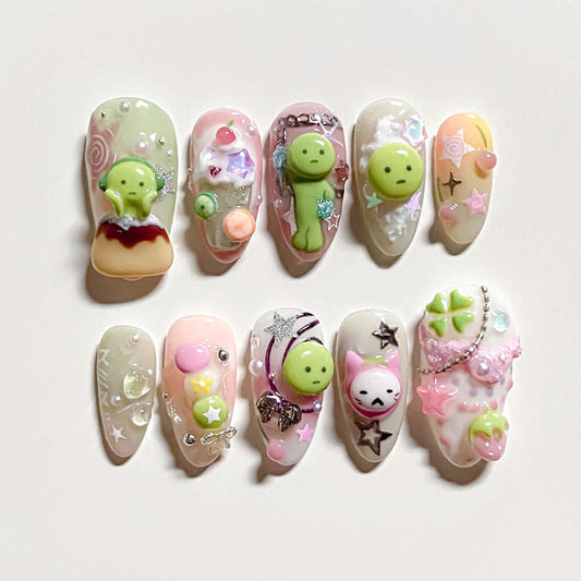 Cute 3D Cartoon Nail Art Set - Trendy Handmade Designs