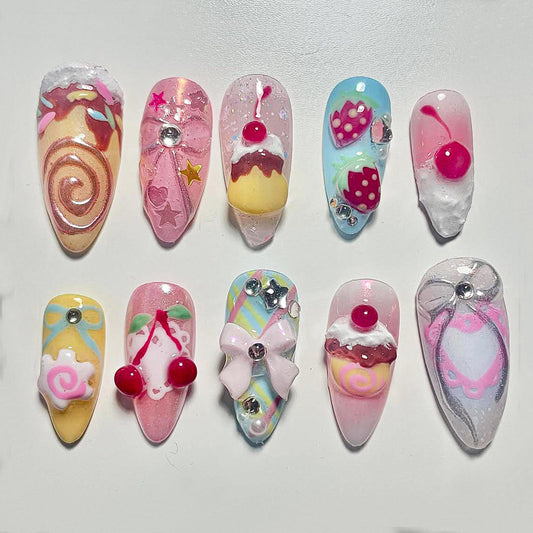 Cute 3D Dessert Nail Art Set - Trendy & Unique