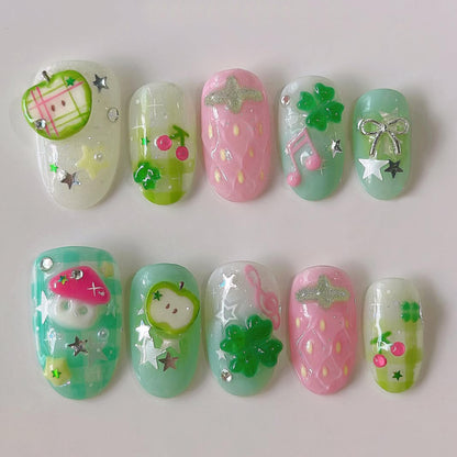 Cute 3D Fruit & Star Nail Art Set - Trendy Design