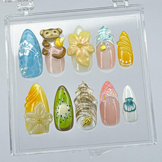 Cute Monkey Press On Nails